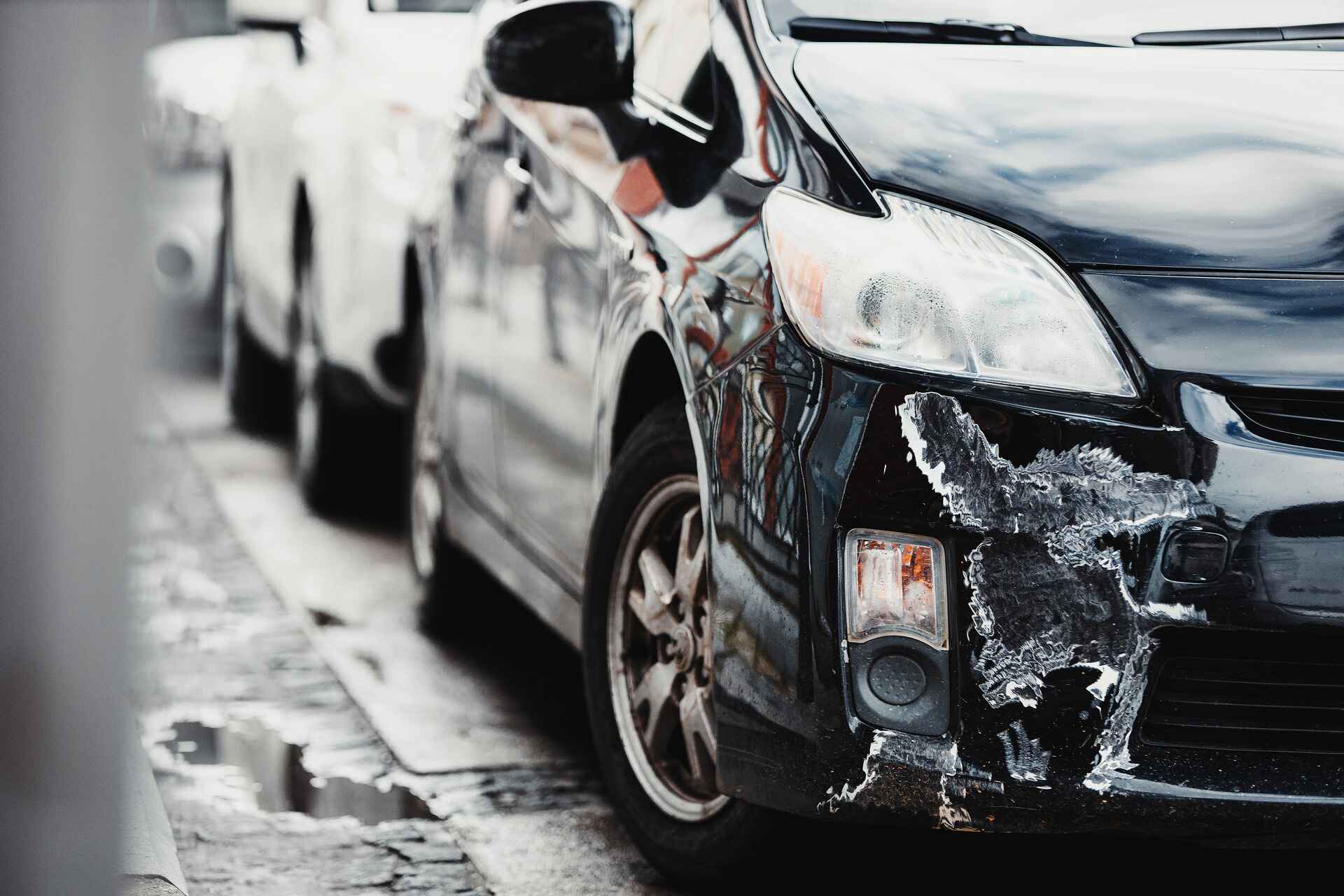 broken scratched and dent bumper fender car after car accident